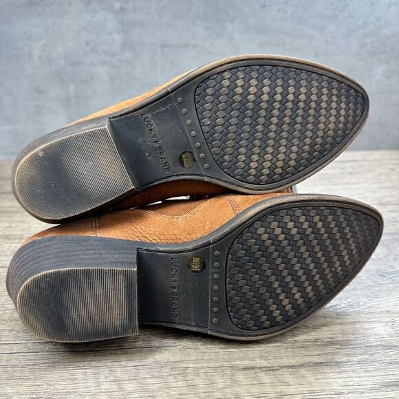 Lucky Brand~”Joelle” Leather Suede Brown Ankle Boot Western Cowboy Heel~Size 6M - Picture 10 of 11